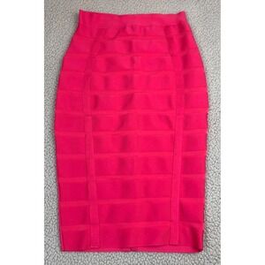 Womens Pink Bandage Pencil Skirt Bodycon High Waist‎ Knee Length Size M